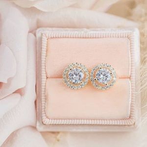 Diamond CZ Studs | 18K Yellow Gold